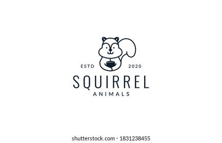 animal squirrel with oak  cute cartoon logo  vector illustration design