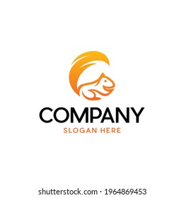 Animal Squirrel Orange Color Logo Design 