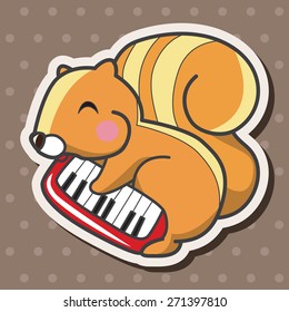 animal squirrel playing instrument cartoon theme elements