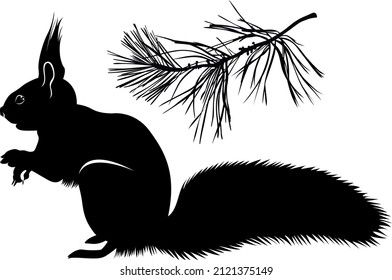 animal squirrel vector silhouette isolated on white background