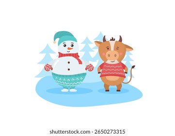Animal standing on green grassland farm countryside blue sky natural organic grass happy female cow illustration summer vector background design rural agriculture livestock meadow product country

