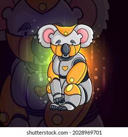 The animal steampunk of koala esport logo design of illustration