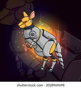 The animal steampunk robot of kangaroo esport logo design of illustration
