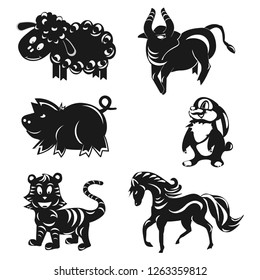 Chinese Zodiac Figures Sacred Animals Cutting Stock Vector (Royalty ...