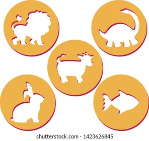 Animal stencil orange set art 