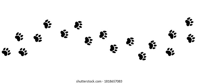 Animal steps trail. Pets foot prints, cat or dog road vector illustration