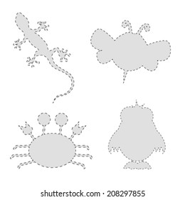 animal sticker in gray art vector illustration