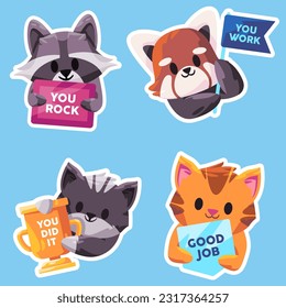 animal sticker text you rock your work you did it and good job compliment appreciate motivation achievement quote