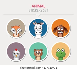 Animal stickers. Vector illustration