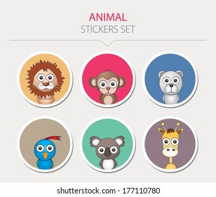 Animal stickers. Vector illustration