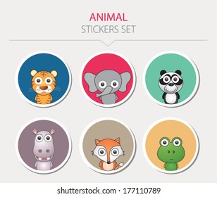 Animal stickers. Vector illustration