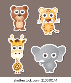 Animal stickers. Vector illustration