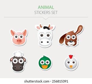 Animal stickers. Vector Illustration