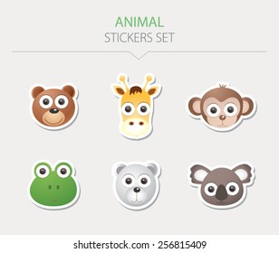 Animal stickers. Vector Illustration