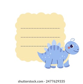 Animal sticky note. Dinosaur paper memo pad.