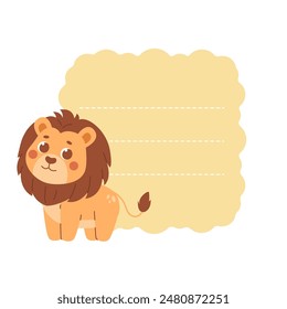 Animal sticky note.  Lion paper memo pad. Reminder pad.
Сute childrens character. 