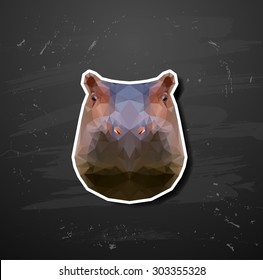 Animal in the style of origami. Low poly triangular head of hippopotamus