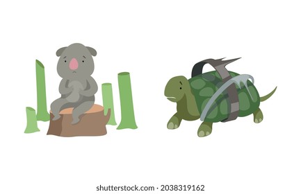 Animal Suffering from Contaminated Nature and Environment Pollution Effect Vector Set