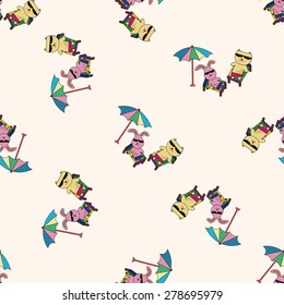 animal summer cartoon , cartoon seamless pattern background