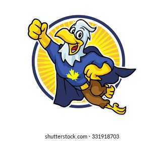 animal super hero hawk eagle falcon mascot vector cartoon character