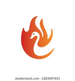Animal swan fire flame modern logo
