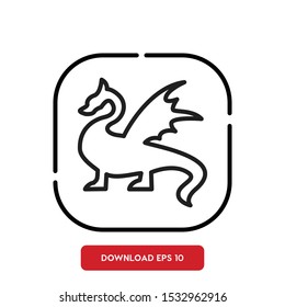 Animal symbol, dragon outline vector icon