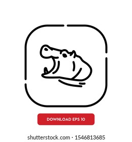 Animal symbol, hippo outline vector icon