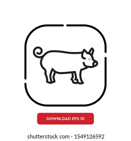 Animal symbol, pig outline vector icon