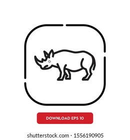 Animal symbol, rhinoceros outline vector icon