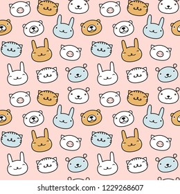 Animal symbols seamless pattern. Greeting card template. Cute animals icons vector wallpapers.