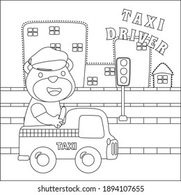 Animal taxi driver, vector cartoon illustration vector cartoon, Cartoon isolated vector illustration, Creative vector Childish design for kids activity colouring book or page.