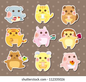 animal tea time stickers