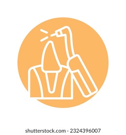 Animal teeth treatment color line icon. Isolated vector element. Outline pictogram for web page, mobile app, promo.