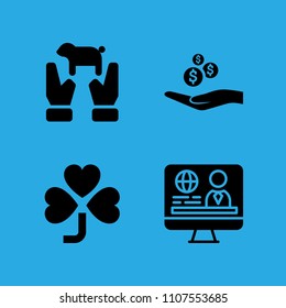 animal, television, clover and alms icons vector in sample icon set for web and graphic design