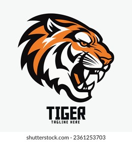 Animal template for Sport and Esport: Tiger head mascot logo, Big feline icon badge emblem