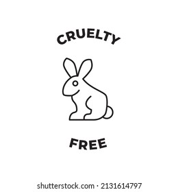 Animal testing cruelty free label, not tested on animals label icon in black line style icon, style isolated on white background