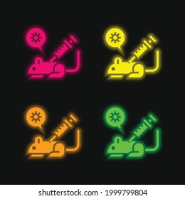 Animal Testing four color glowing neon vector icon