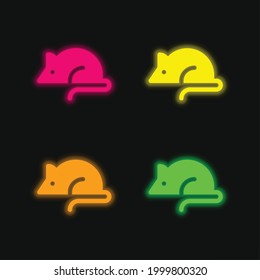 Tierversuche mit vier farbigen, leuchtenden Neon-Vektorsymbol