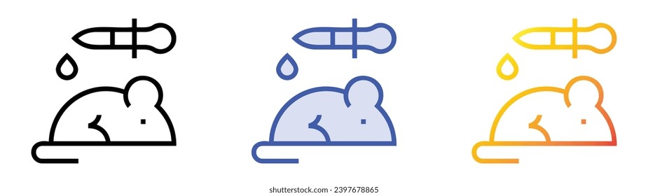 Symbol für Tierversuche. Lineare, blaue Füllung und Farbstil-Design einzeln auf weißem Hintergrund