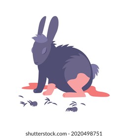 Animal testing icon with sick rabbit after medical experiments flat vector illustration
