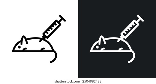 Animal testing vector icon set black and white filled and outlined style.