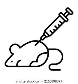 Animal Testing Vector Outline Icon Isolated On White Background

