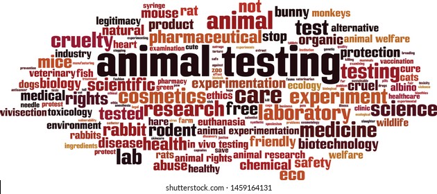 Animal testing word cloud concept. Collage made of words about animal testing. Vector illustration 