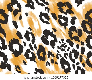 Animal texture leopard seamless background pattern. Fashion print, textile design. Cute pattern. Vector.