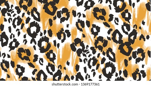 Animal texture leopard seamless background pattern. Fashion print, textile design. Cute pattern. Vector.