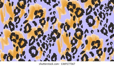 Animal texture leopard seamless background pattern. Fashion print, textile design. Cute pattern. Vector.