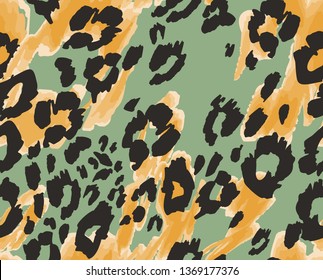 Animal texture leopard seamless background pattern. Fashion print, textile design. Cute pattern. Vector.