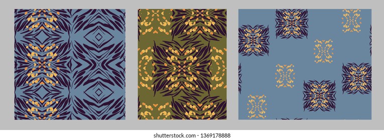 Animal texture seamless background pattern. Fashion print, textile design. Cute pattern. Vector set. 