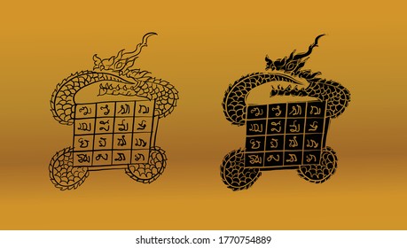 Animal in Thai traditional tattoo, Thai traditional painting in temple, vector