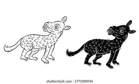 Animal in Thai traditional tattoo, Thai traditional painting in temple, vector